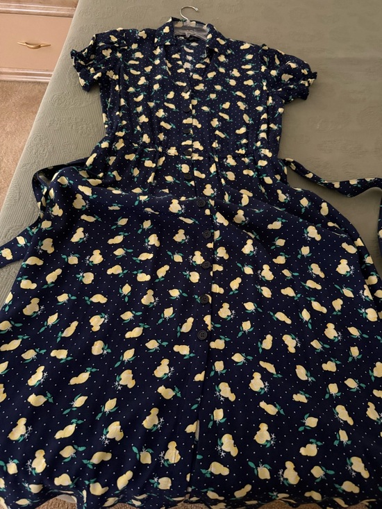 Talbots Dresses & Skirts - Bundle Save 3 or more dresses Talbots Navy Midi Dress with Yellow Lemon Print